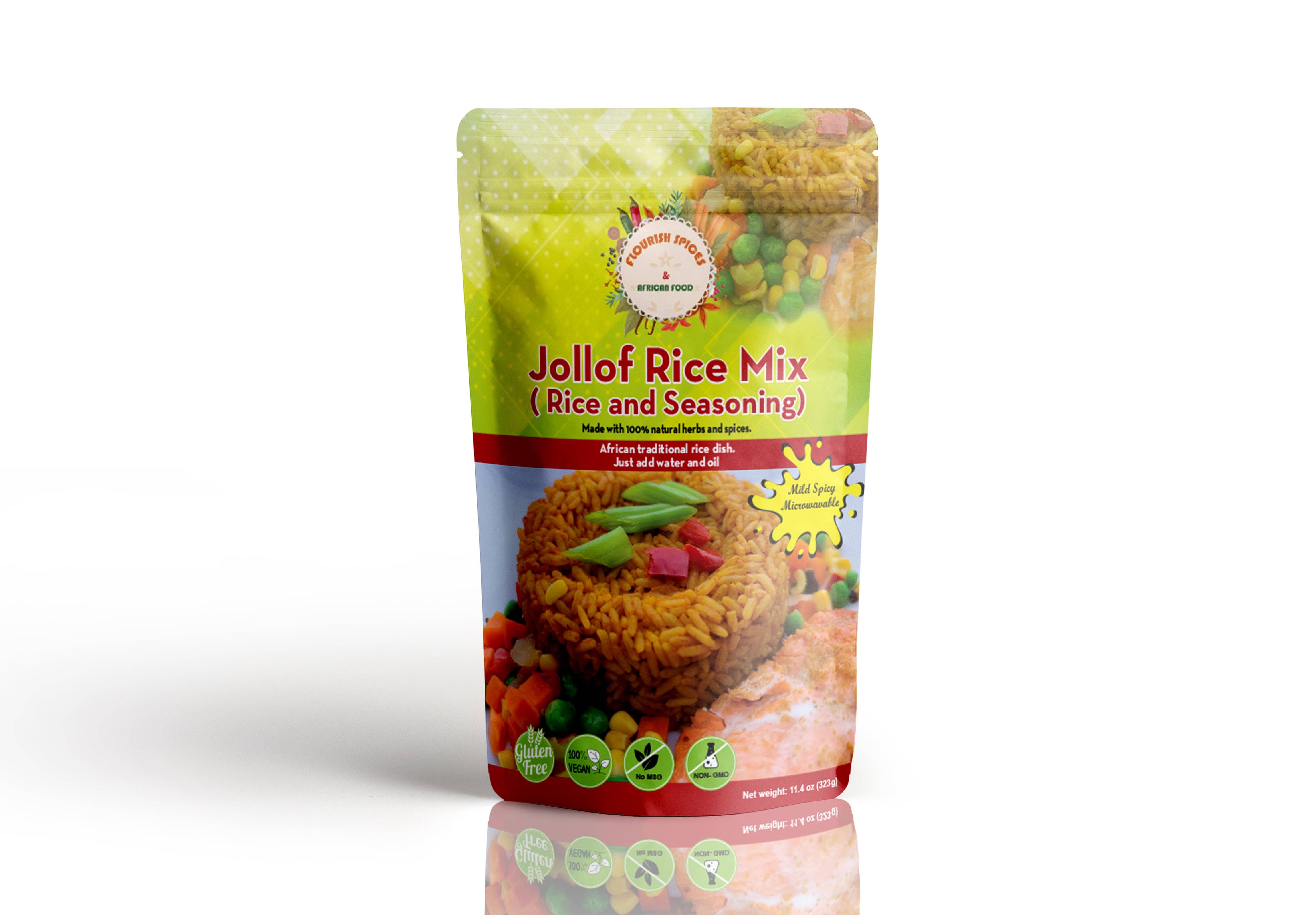 Flourish Spices – wholesale Dried spice mix – Flourish Jollof Rice Mix (Rice and Seasoning)