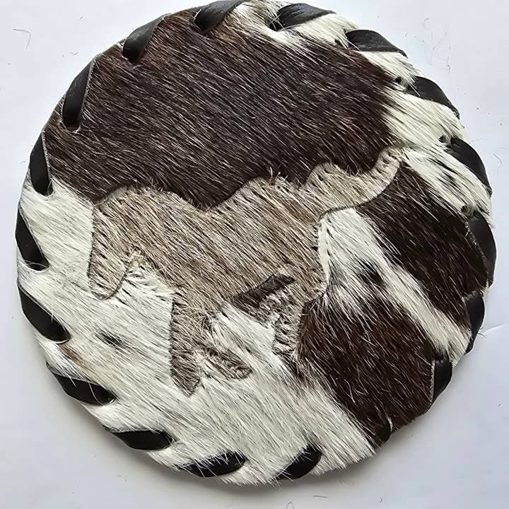 Ranchers Closet - Wholesale Coasters - 4 Large Cowhide Hair-on Coaster - Stallion Western Decor 4