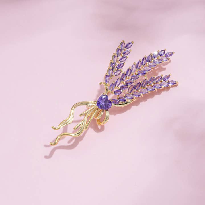 Bright MacMing - Wholesale Brooch - Purple Wheat Ears Brooch1