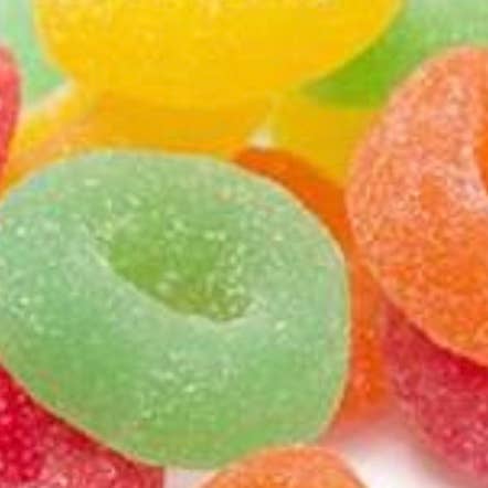 Gourmet Fruit Rings 🍒 🍊 🍋 Sanded Rings 3/4 Pound Flaire for wholesale by O'Shea's Candies Sweet Shop