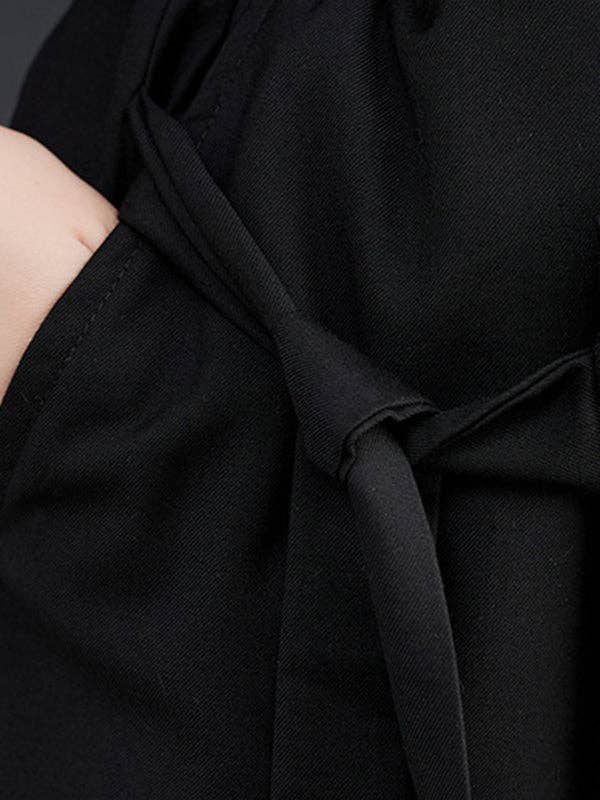 BLACK Wide Leg Loose Drawstring Solid Color Casual Pants Bottoms Culotte for wholesale on Faire7