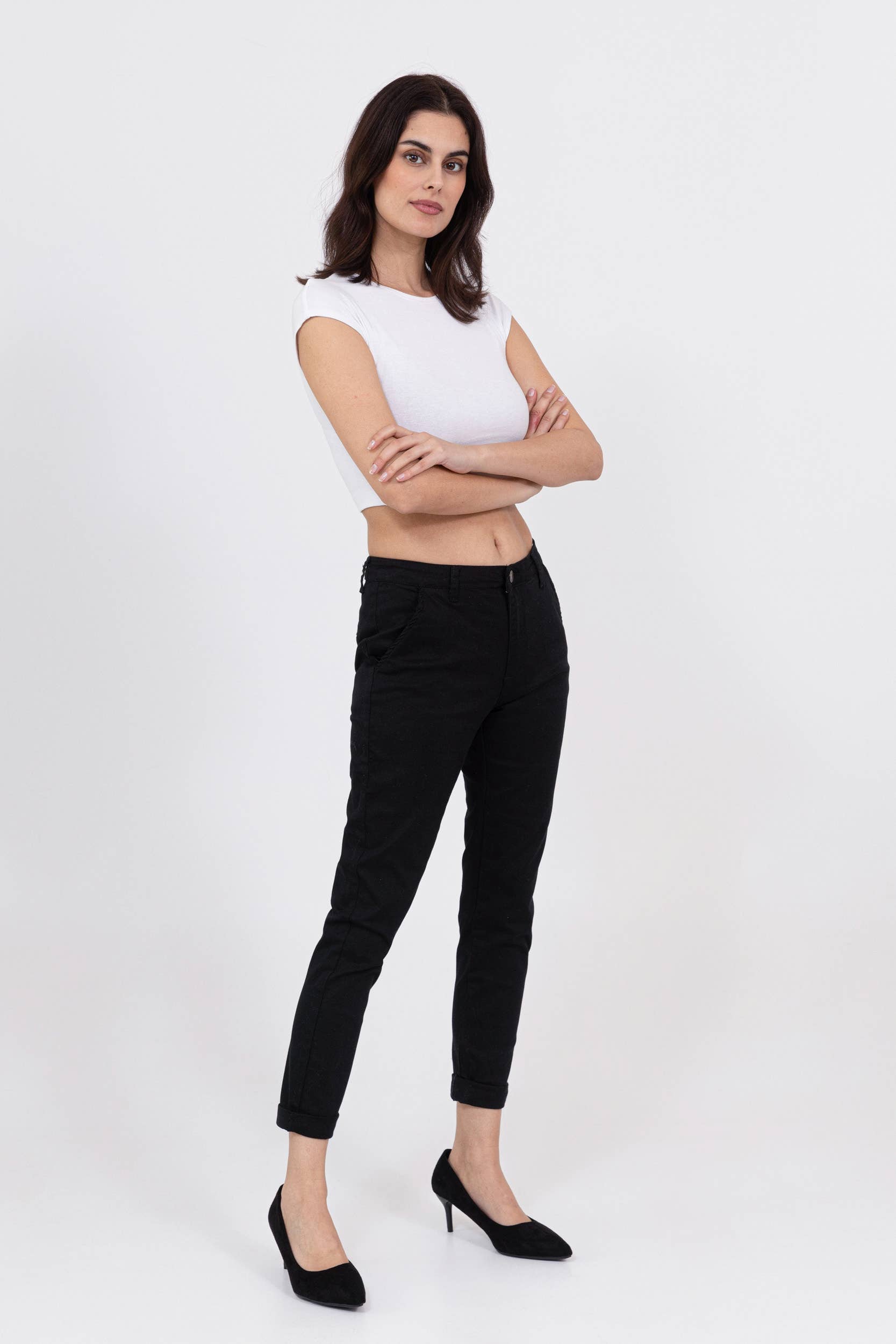 Nina Carter - Vente Pantalon – femme - Pantalon chino stretch taille haute confort Nina Carter J2501