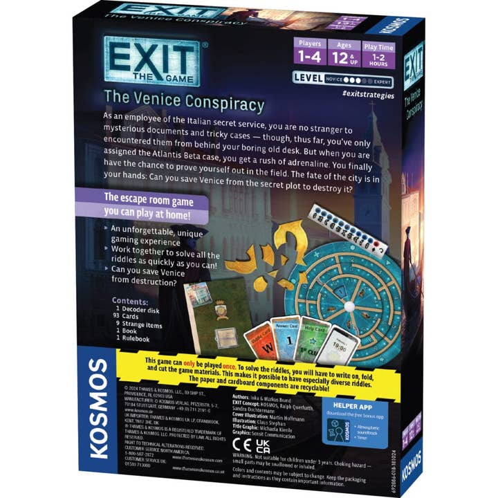 Thames & Kosmos UK LP - Vendita all'ingrosso Giochi da tavolo - Exit: La Cospirazione di Venezia - Gioco da Tavolo Escape Room