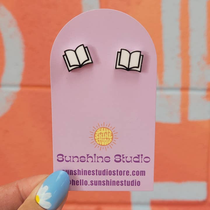 Sunshine Studio - Wholesale Stud/Post Earrings - Open Book Tiny Stud Earrings4