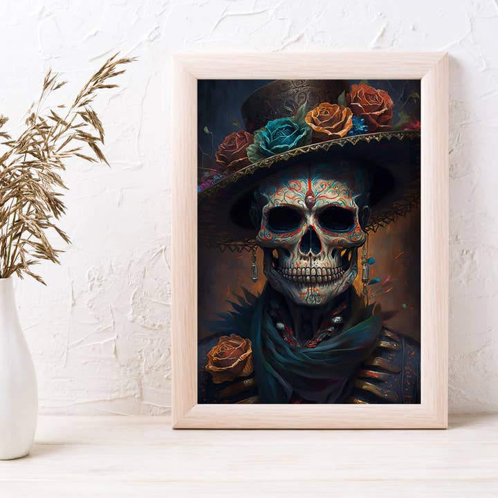 Sugar Skull Day Of the Dead Print for wholesale by Suave Art Prints