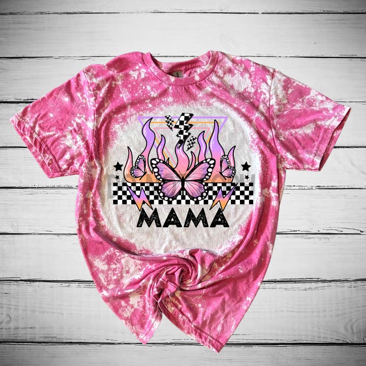 Mama Butterfly Rutig Blekad Distressed T-shirt för wholesale av Antisocial Designs