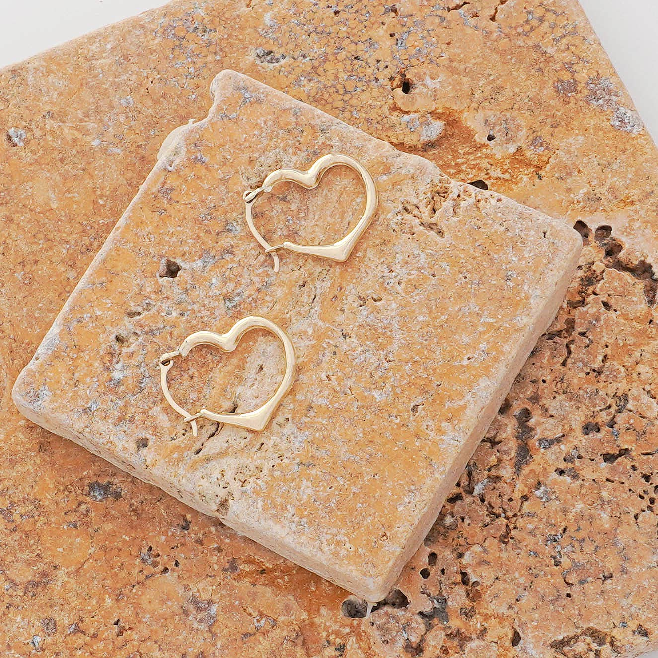 Pori Jewelry - Wholesale Hoop Earrings - Solid Gold Cutesy Open Heart Hoop Earrings3