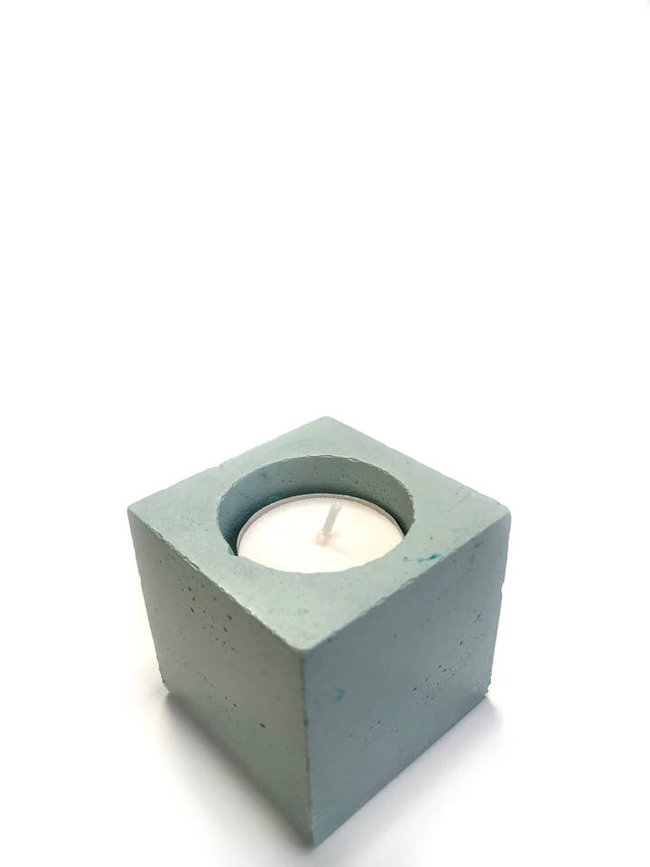 Vela de luz de chá de concreto quadrado - hortelã por atacado de Known Goods Co.