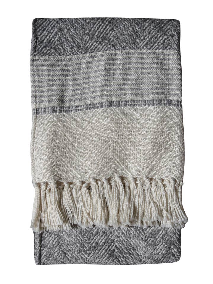 Chevron Sofa Throw Blanket with fringes for wholesale by Urban Adorn