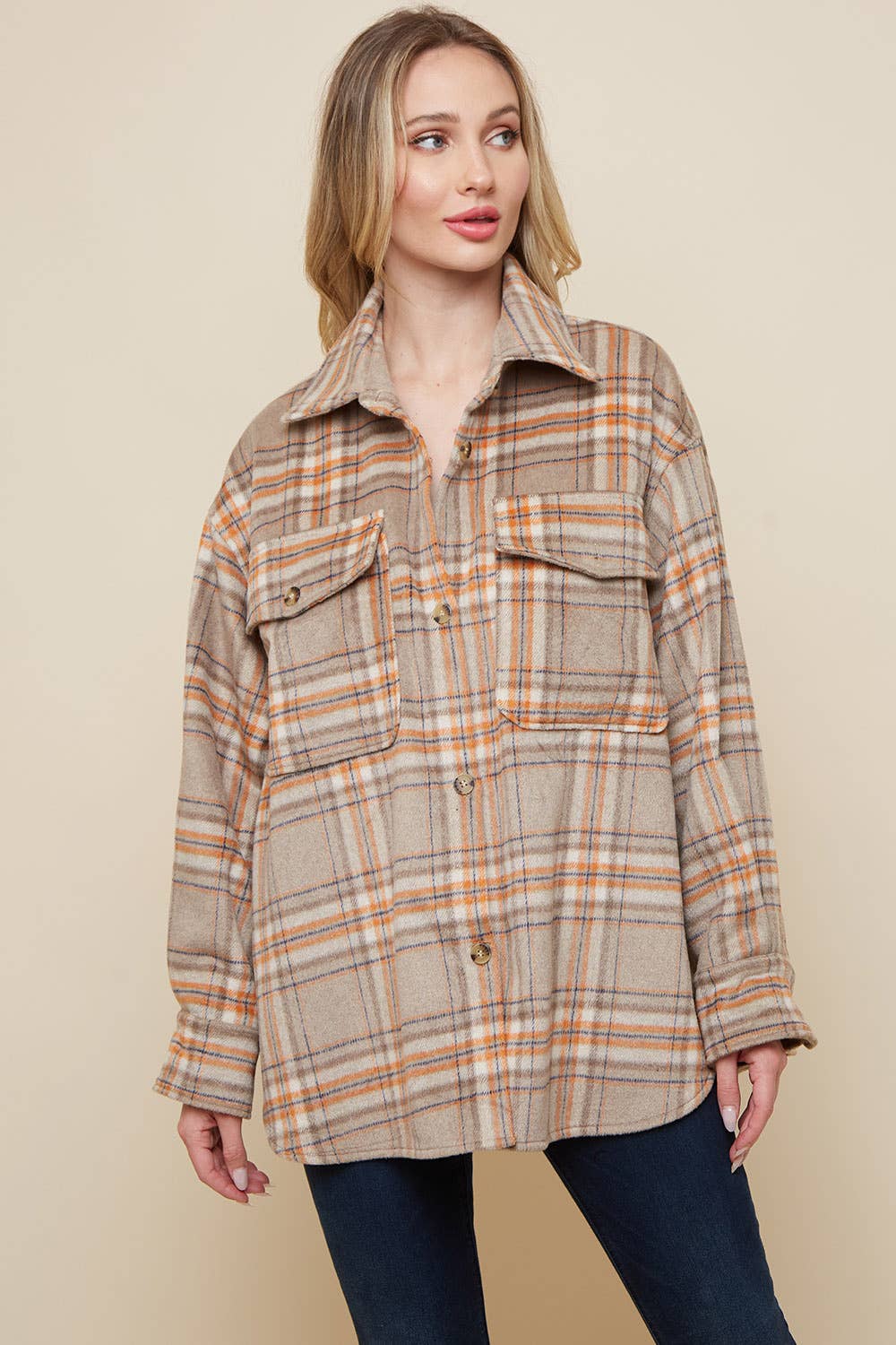 Saints & Hearts – wholesale Skjortjacka/jackett – Dam – SIJ5166D TJOCK STICKAD ÖVERDIMENSIONERAD RUTIG SCHACKET MED FICKOR1