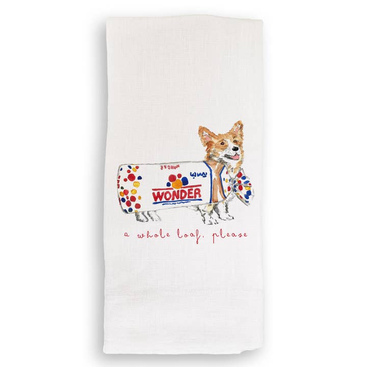 French Graffiti - Wholesale Tea Towel - Loaf of Bread Corgi