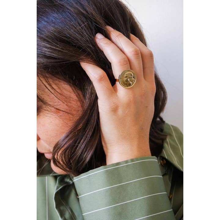 Anello regolabile 10 franchi Marianne Face per la vendita all'ingrosso da parte di Maison Amour