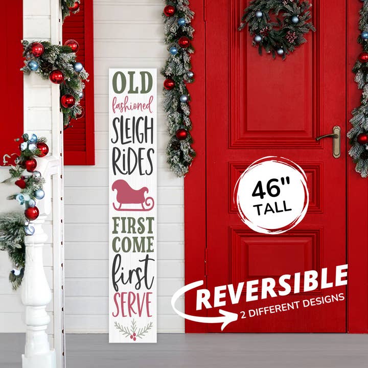 Sleigh Rides Christmas Porch Leaner Welcome Sign for wholesale by 9th Letter Press