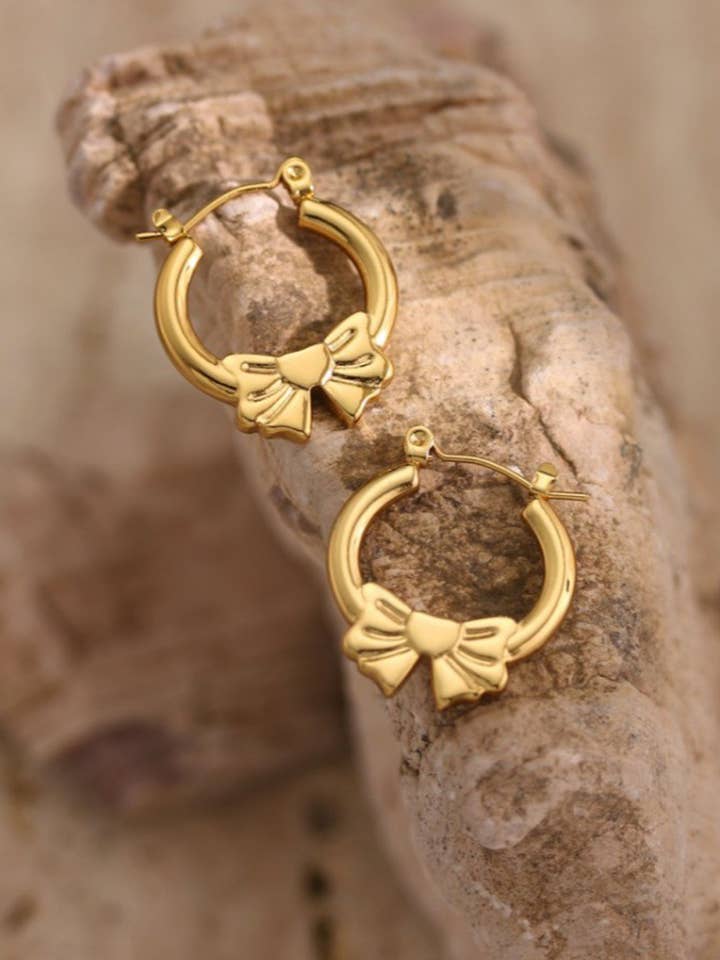 LDC Bow Decor Hoop Earrings Fashion Jewelry Accessories for wholesale by Little Daisy Closet