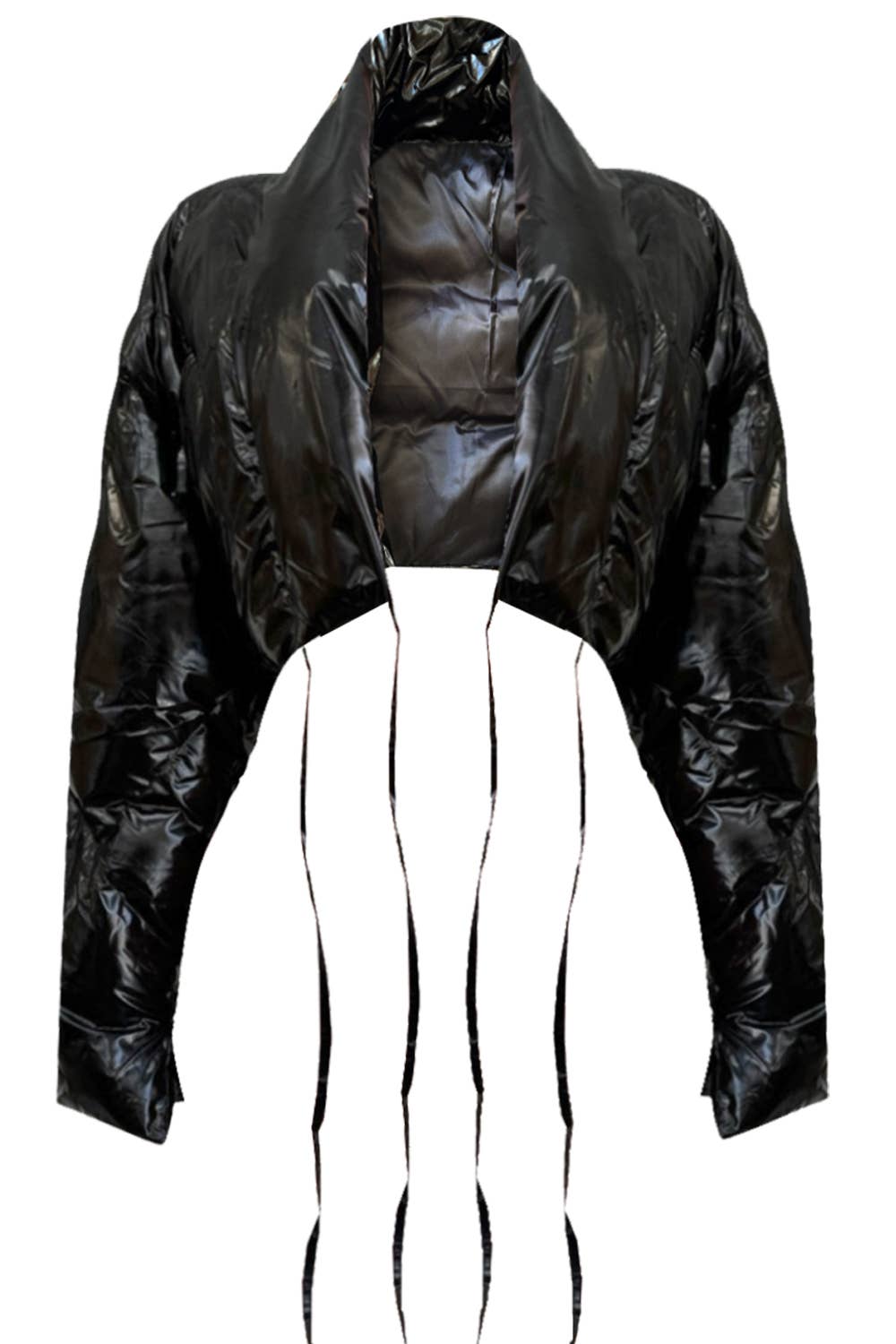 NEWGENS - Wholesale Athletic Jacket - Women's - NT1054A Metallic Silver Cropped Puffer Jacket0