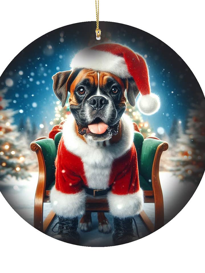 Ornamento de Porcelana - Boxer Fulvo Não Cortado - Natal por atacado de Best of Breed Products
