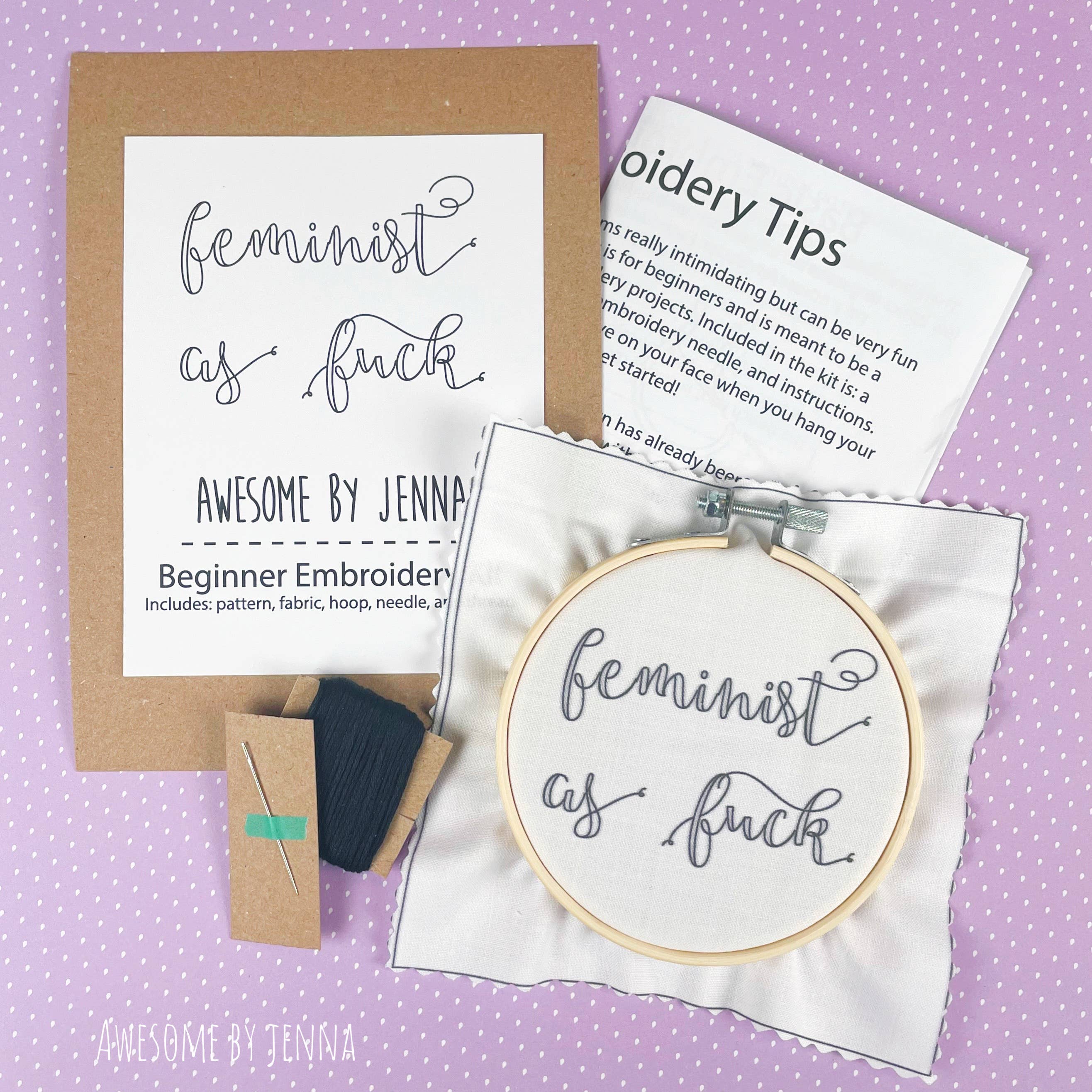Awesome by Jenna - Wholesale Embroidery/Cross Stitch Supplies - Feminist AF DIY Hand Embroidery Kit0