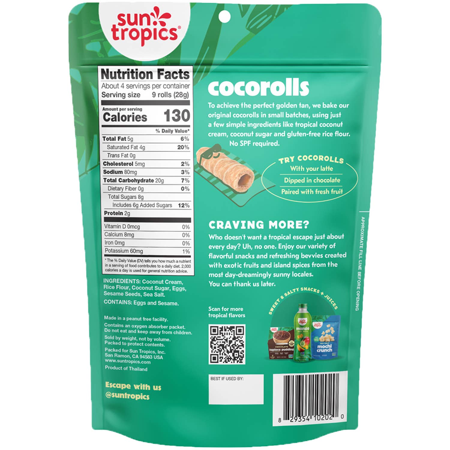 Sun Tropics - Vendita all'ingrosso Biscotti - Sun Tropics CocoRolls Original - 12 confezioni da 113 g (4,0 oz)1