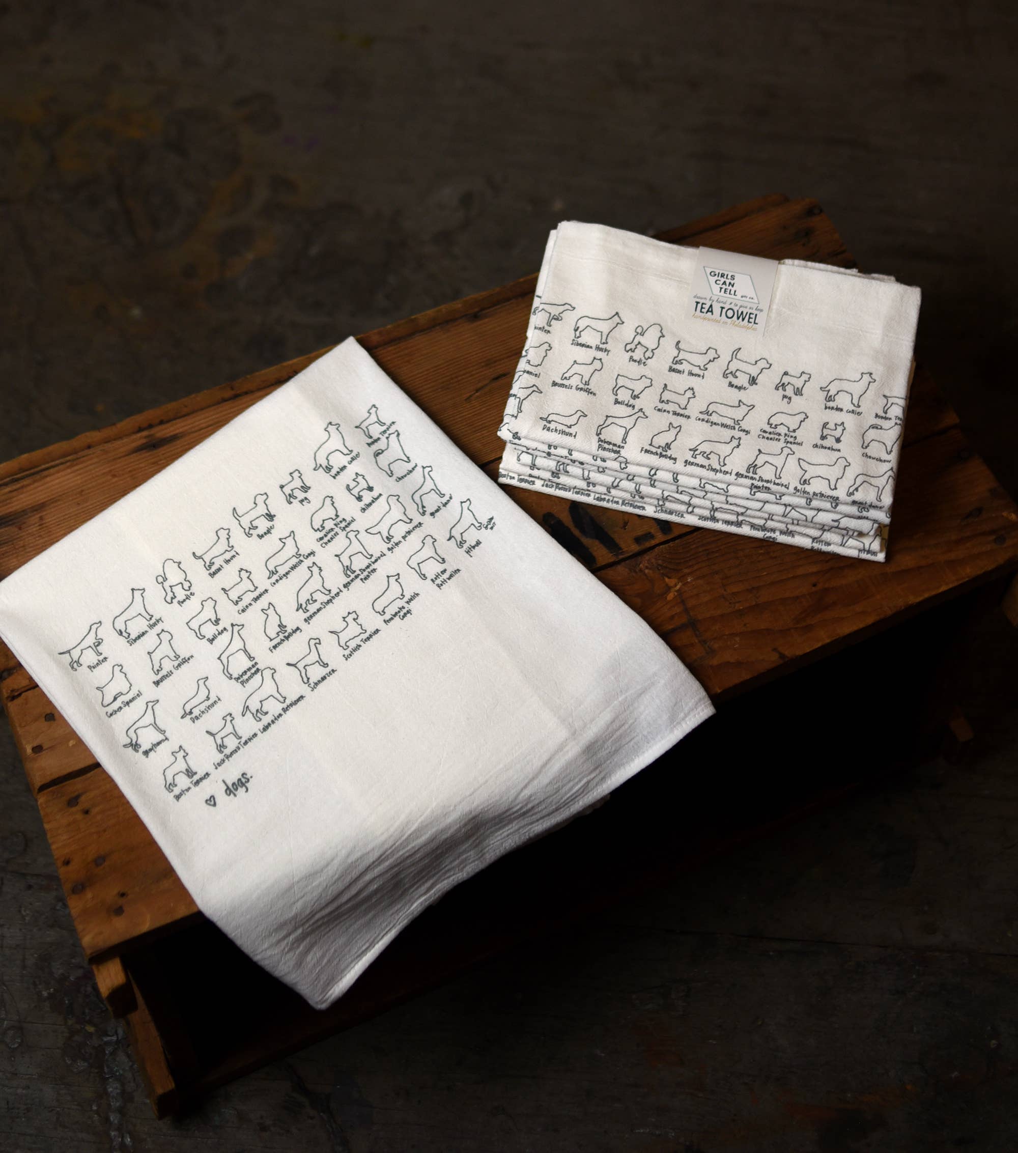 Girls Can Tell - Wholesale Tea Towel - Dogs Tea Towel | dog kitchen towel | flour sack | dish towel2