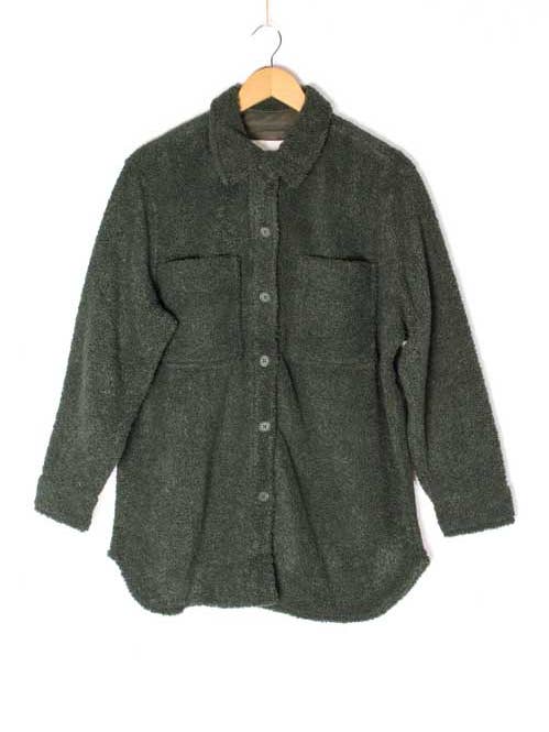 Women's Long Sleeve Pocketed Teddy Sherpa Shacket for wholesale by Good Stuff Apparel