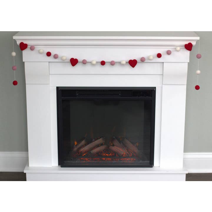 Matthew + Mae - Wholesale Bunting/Garland - Valentine's Day Garland- Red Pink White- Felt Balls & Hearts1