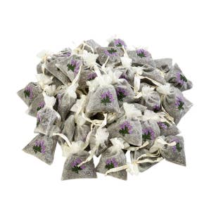 Ivory, Natural, Purple Linen Lavender Sachet Set of 3 - elizabethW