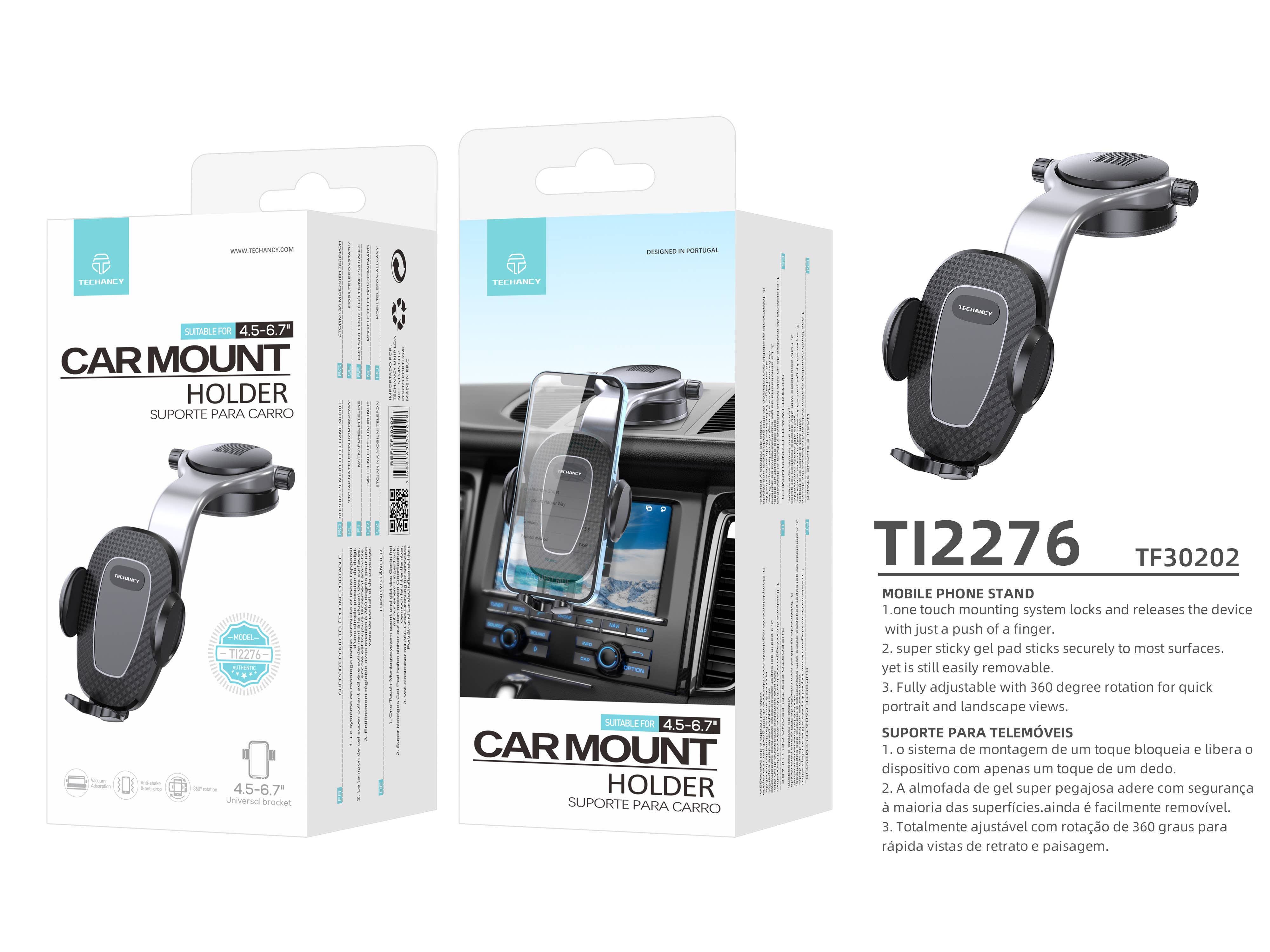 TECHANCY - Wholesale Phone/Tablet Stand - TECHANCY Car Mobile Phone Holder - Hands-Free Driving Mobile3