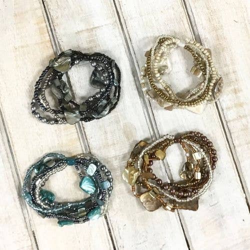 Bamboo Source Tropical Decor – wholesale Beaded bracelet – Shell & Pearl Bead Bracelet - Black1