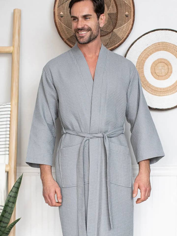 Lotus Linen - Vente Peignoir – homme - Peignoir de bain en nid d'abeille pour homme - Absorbant, léger25