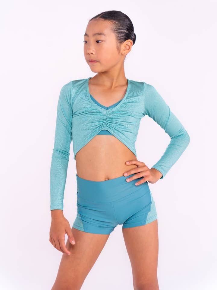 Top Curto de Manga Comprida Shimmer por atacado de Pink Lemon Dancewear