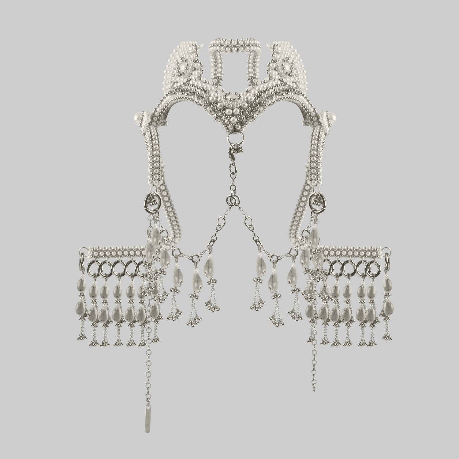OBJECT & DAWN - Wholesale Tiara - Women's - Jas Modular Headpiece System w/Face Chain in Pearl1