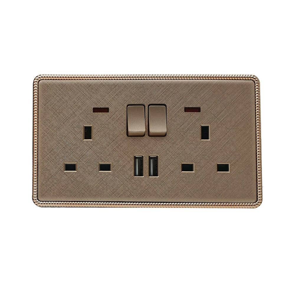 Ledsone - Wholesale Light Switch Cover/Plate - Screwless Textured Gold Light Switches & Socket6