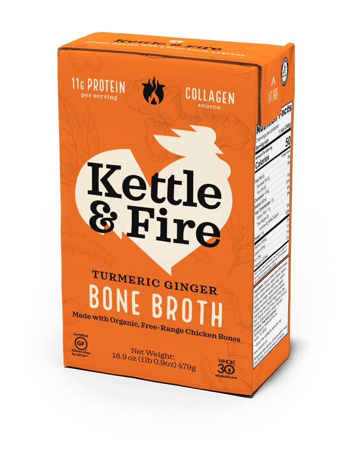 Bouillon d'os au gingembre au curcuma 16,9 oz pour la vente par Kettle & Fire