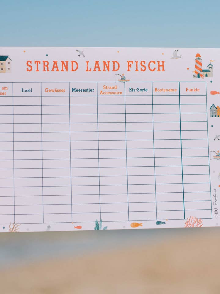 Beach Land Fish - blocco gioco per la vendita all'ingrosso da parte di OHØJ Papeterie