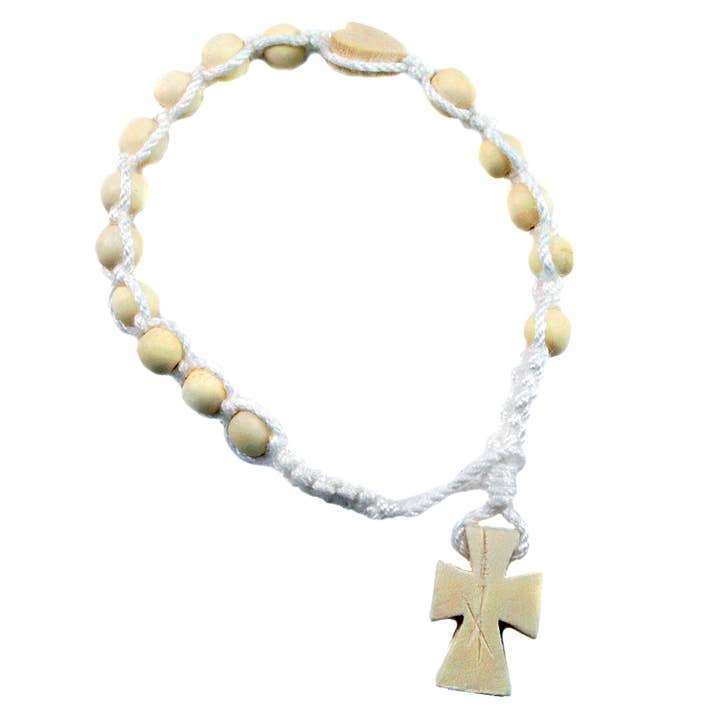 Rosary Bracelet White Wooden Beads for wholesale by RM Trading