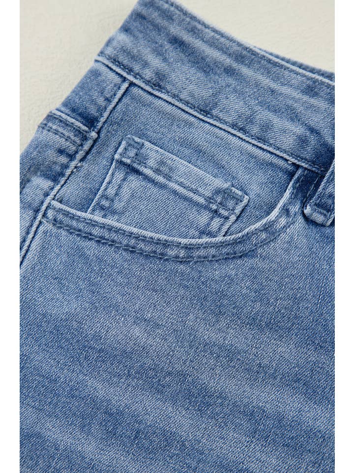 Ashleigh Blue Acid Wash Distressed Wide Leg High Waist Jeans for wholesale on Faire9