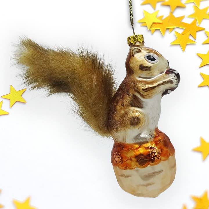OrnamentallyYou - Wholesale Ornament - Squirrel and Nut Glass Christmas Ornament3