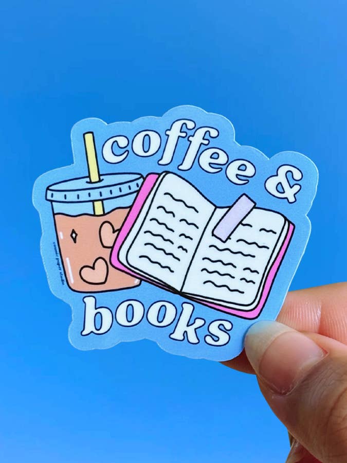 Adhesivo de café y libros para venta al por mayor de Cosmic Paper Studio