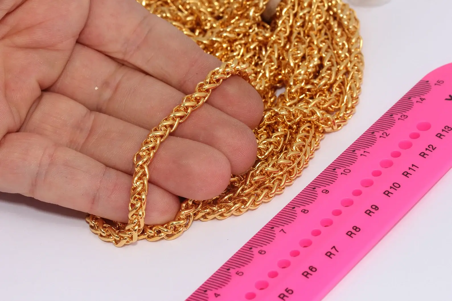 QueenJewelryM - Wholesale Link & Chain Necklace - 5mm 24k Shiny Gold Rope Knitted Intertwined Chains, CHK6370