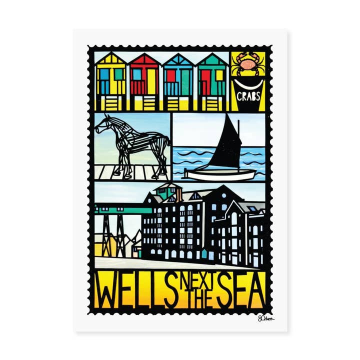 A4 or A3 print: Wells-next-the-Sea (Norfolk) motifs for wholesale by The Leaf Press