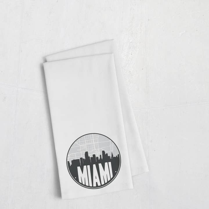 Miami Florida city tea towel | choose your color for wholesale by Paperfinch Design