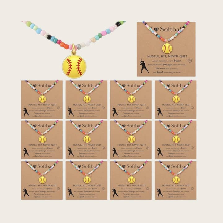 Beaded softball necklace for wholesale by Ella Blue