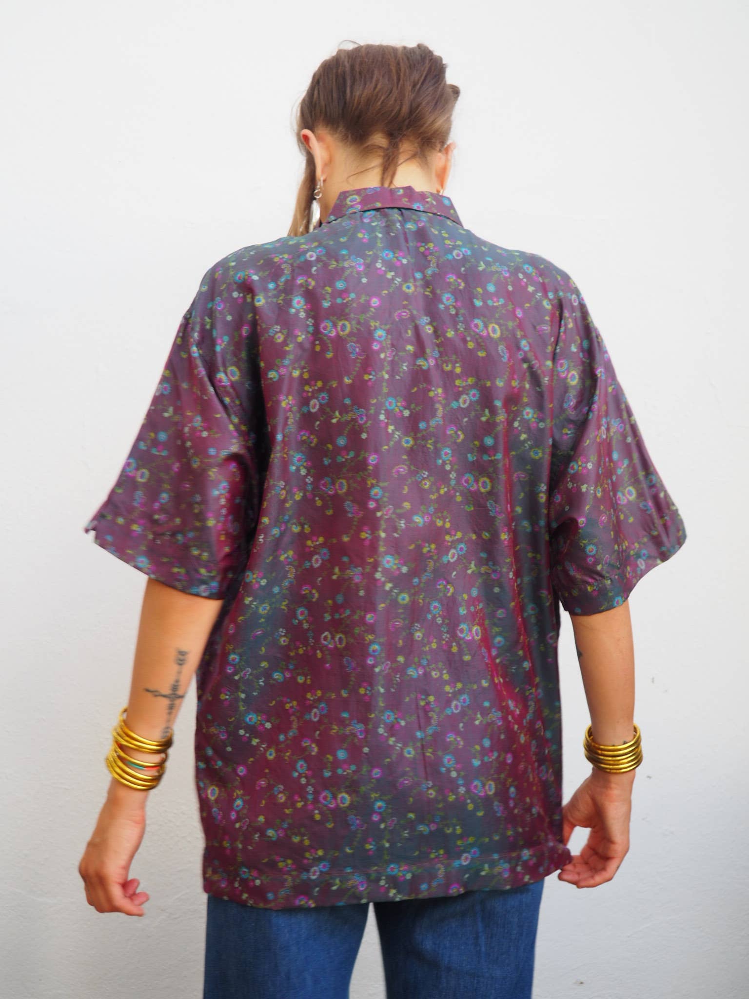 Vagabond Ibiza - Wholesale Button Down Shirt - Unisex - The Atlas Shirt – Up-cycled Vintage Sari Short-Sleeved 8