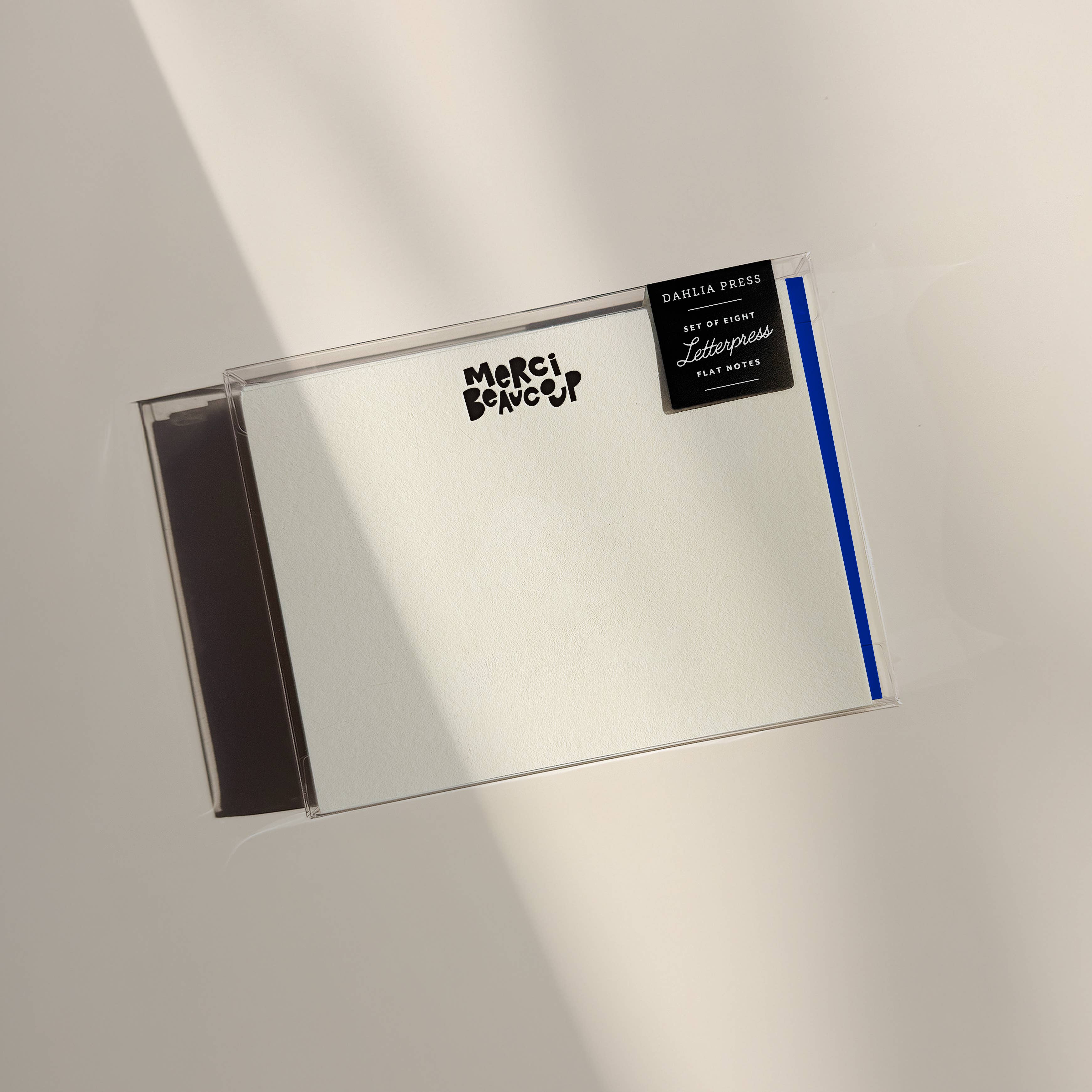 Dahlia Press - Wholesale Briefpapier/indexkaartenset - Merci Beaucoup Flat Note - Letterpress Set van 8 Briefpapier1