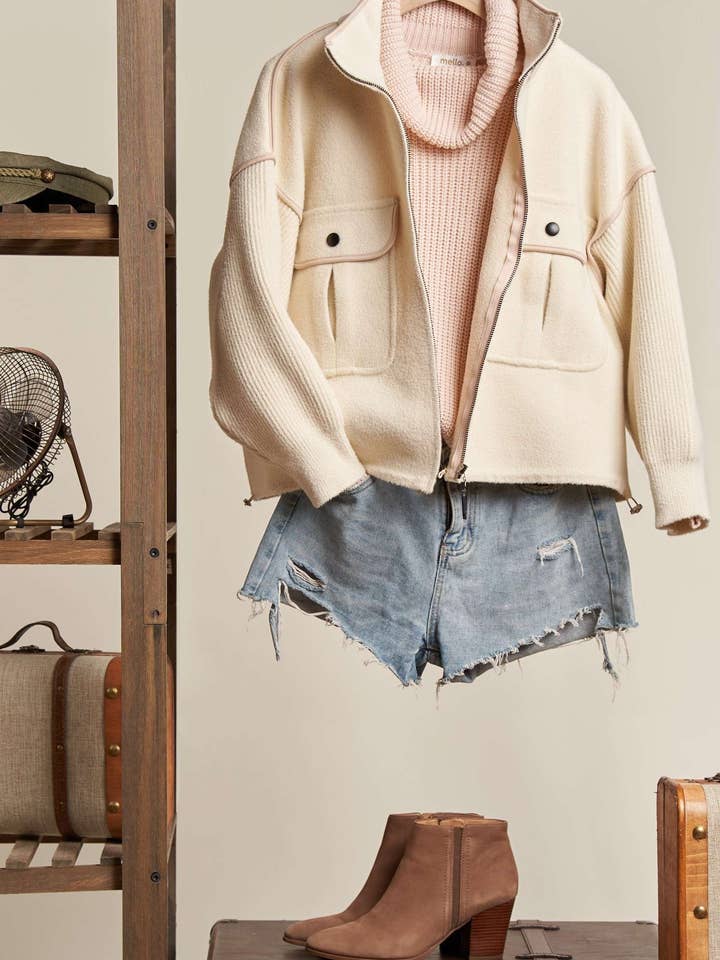 Mello. - Wholesale Athletic Jacket - Women's - Oversize Jacket with Knit Sleeve
