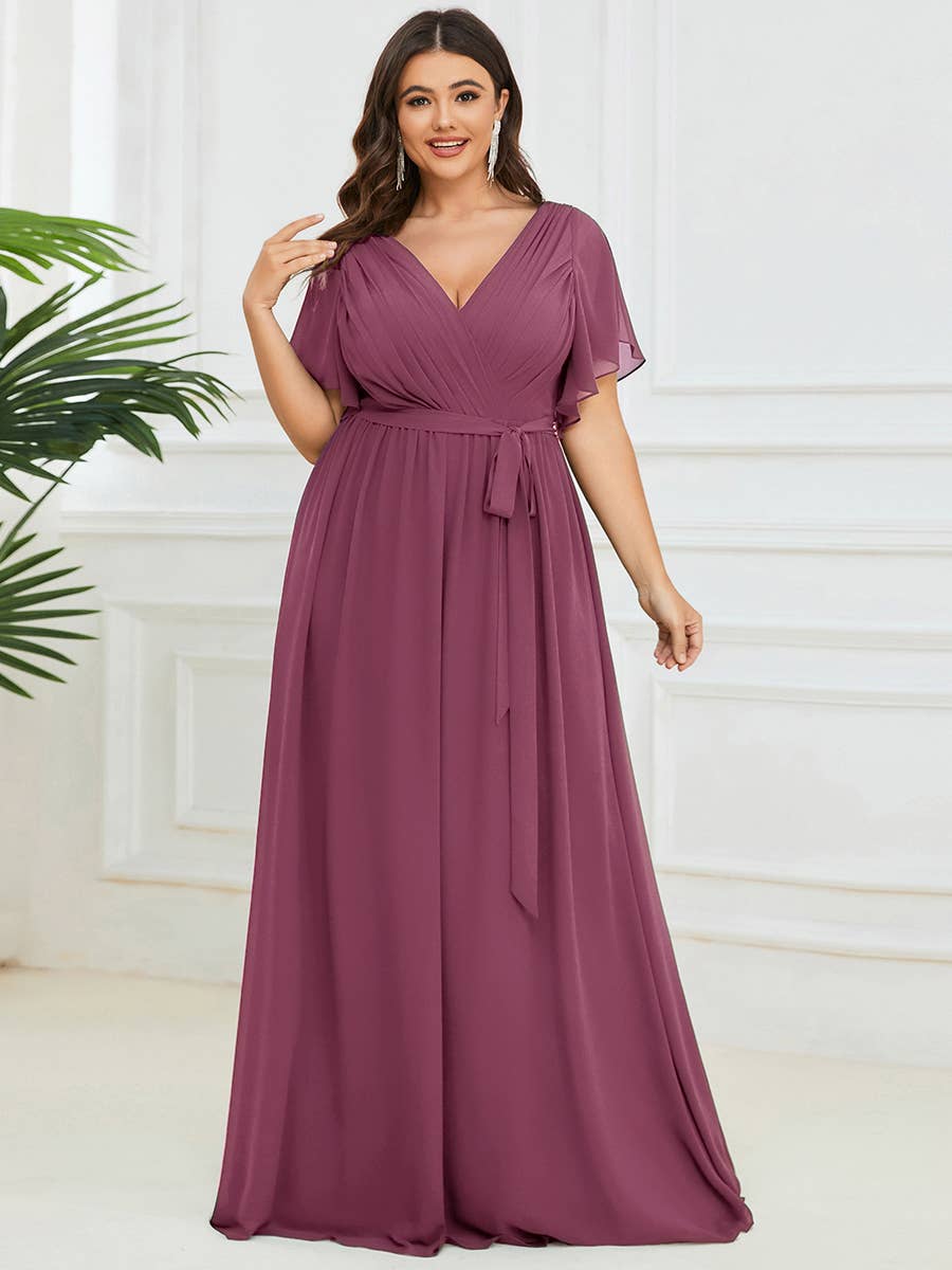 Ever-Pretty - Vente Robe – femme - Robes de soirée à volants à manches courtes exclusives B2B19