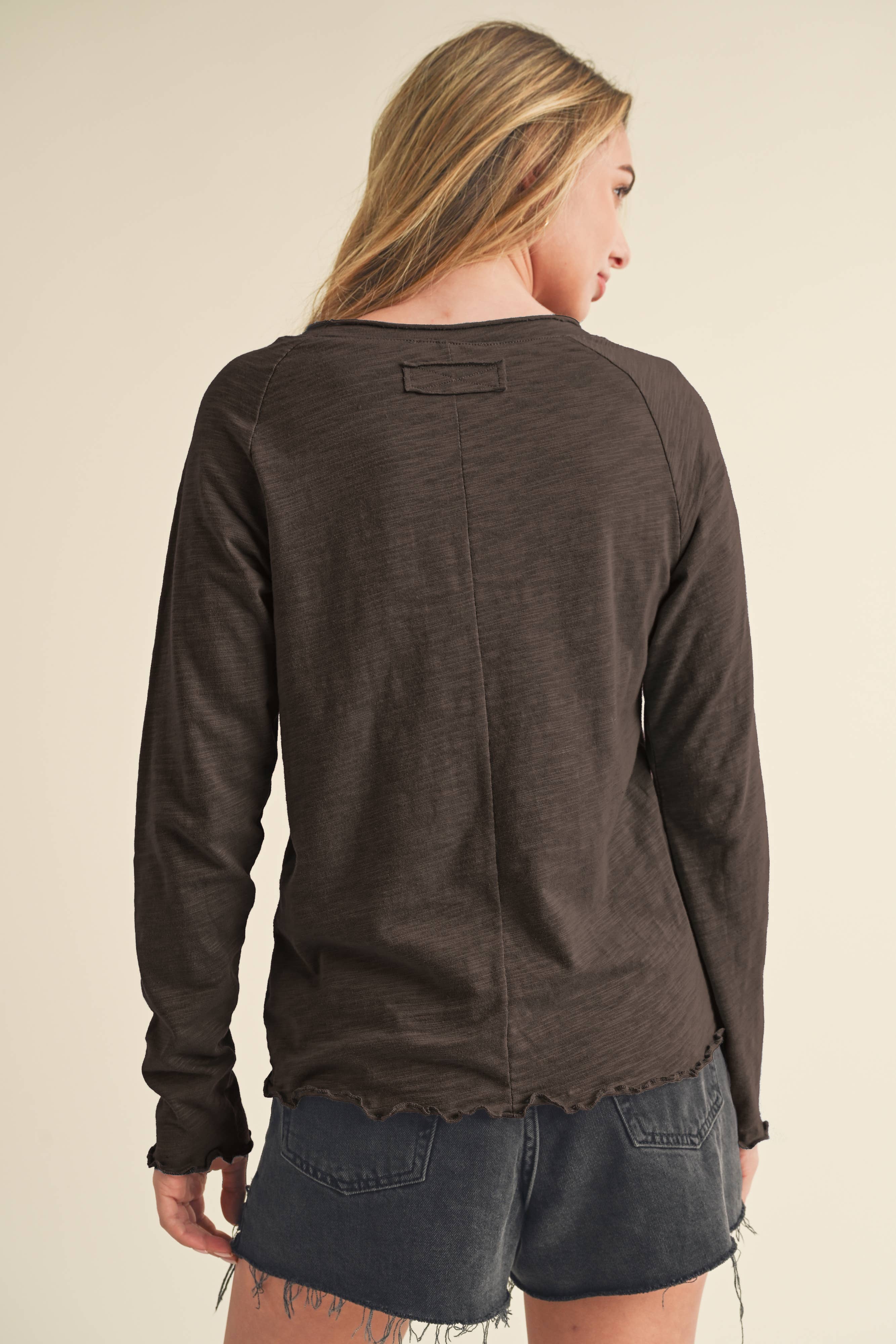 AEMI + CO - Wholesale Knit Top - Women's - 8288DN Gwen Baby Long Sleeve Top 551