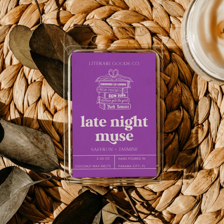 Bookish Scented Wax Melts - Bookstore Gift - Baccarat Rouge for wholesale by Literari Goods, Co | Book Themed Candles + Gifts