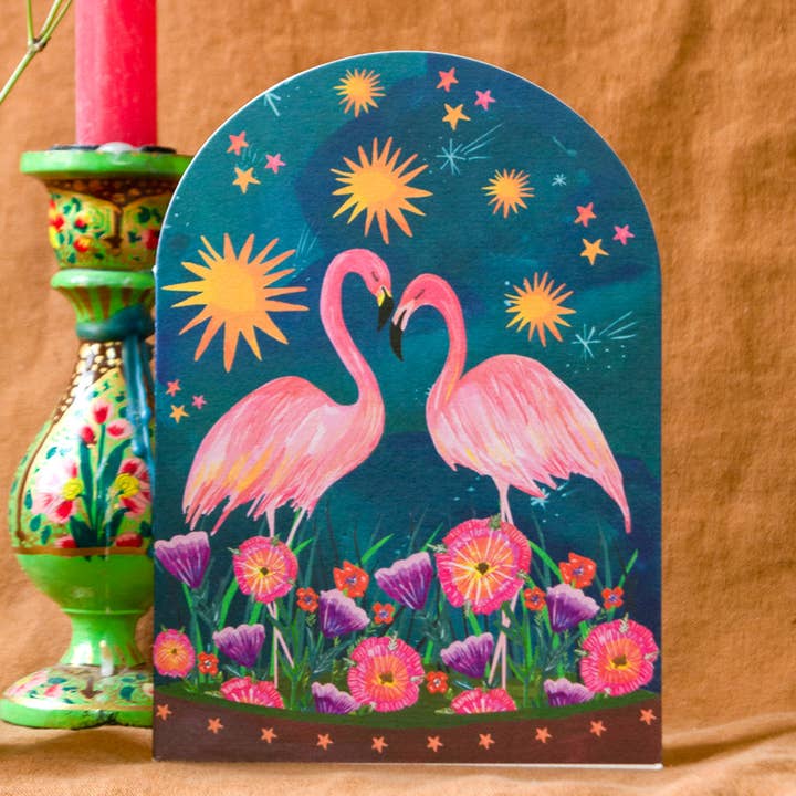Hutch Cassidy - Vente Carte de vœux classique - Carte de vœux « Sunset Flamingo Bell Jar »2