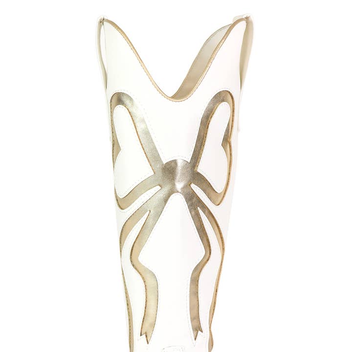TRUETT-1 WESTERN COWBOY BOOTIE W/ BOW DETAIL WHITE for wholesale on Faire3